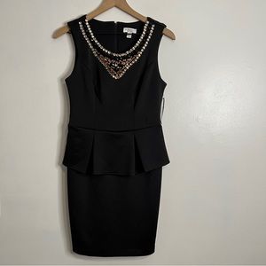 Bisou Bisou Jeweled Mini Black Peplum Sleeveless Dress NWOT Size 6